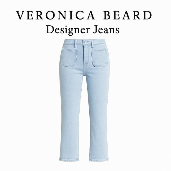 Veronica Beard Carly Kick Flare High Rise Jeans 27 Designer Denim Sky Blue - Picture 1 of 13